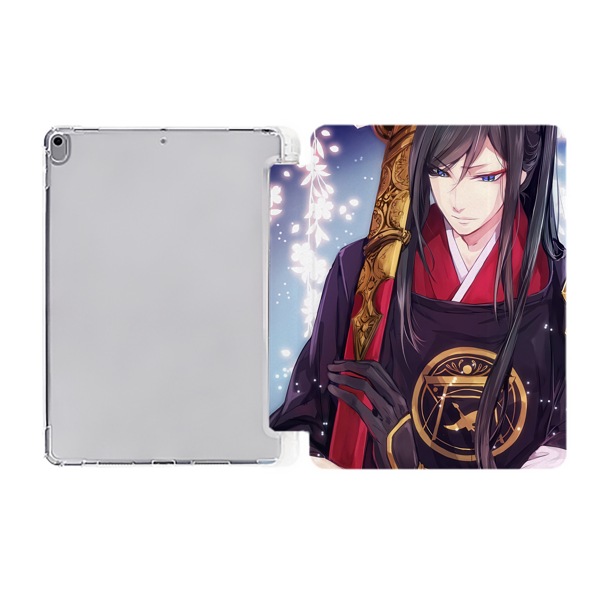 （画像用） 刀剣乱舞 Touken Ranbu IPad ケース ペン収納付き 三つ折りスタンド PUレザー×シリコン 対応機種9.5/10.5/10.9インチ